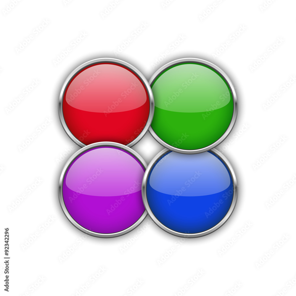 four round buttons with metallic frame four round buttons with metallic frame