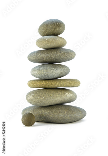 Sea stones stacked tower symbolizing balance