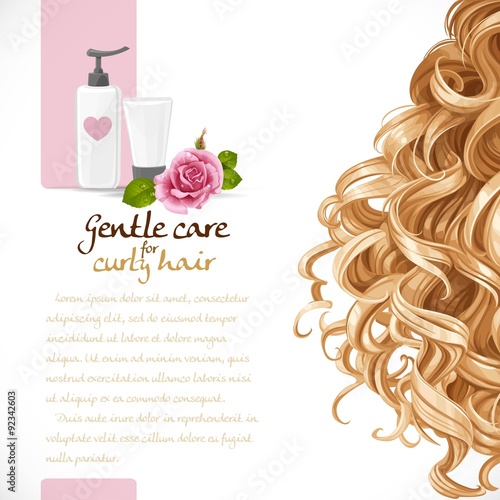 Blond curled hair care background for your text