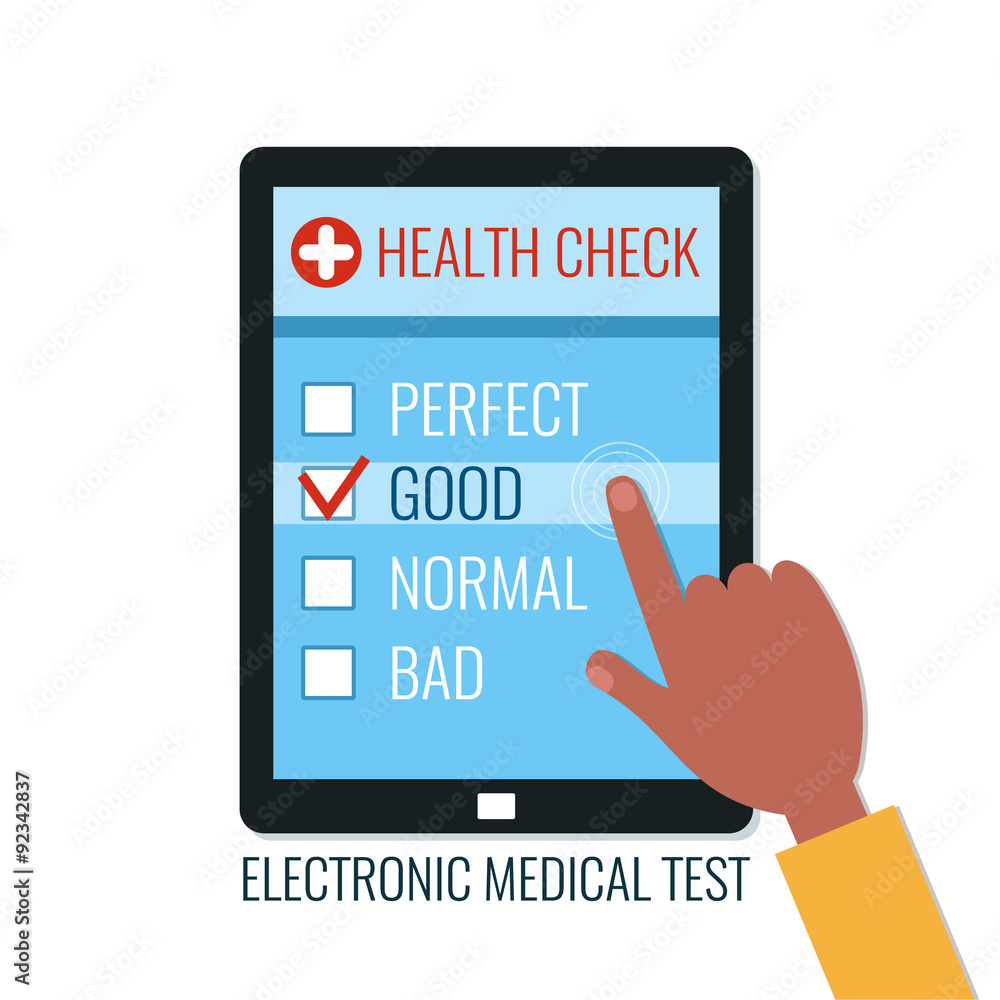Health Check on tablet device. Electronic medical health care test. Health Check on tablet device. Electronic medical health care test.