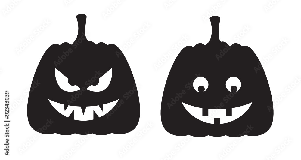 Scary and Friendly Vector Halloween Pumpkin Icons Scary and Friendly Vector Halloween Pumpkin Icons