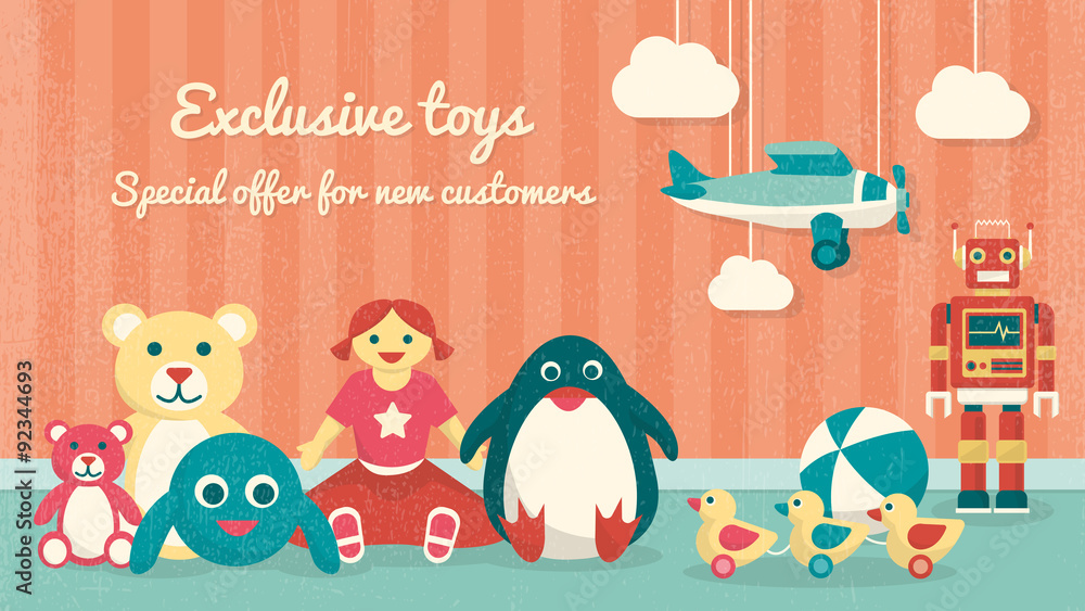 Vintage toys on the floor