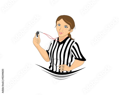 female referee carrying a whistle cartoon character