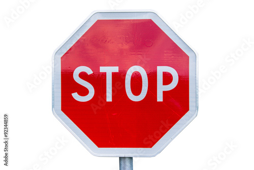 Stop sign photo isolated on white background