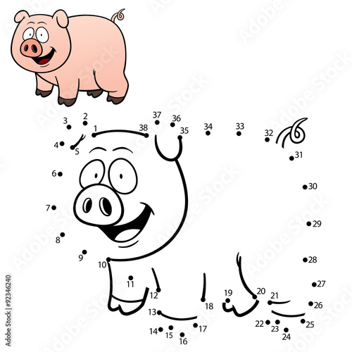 Vector Illustration of Education dot to dot game - Pig