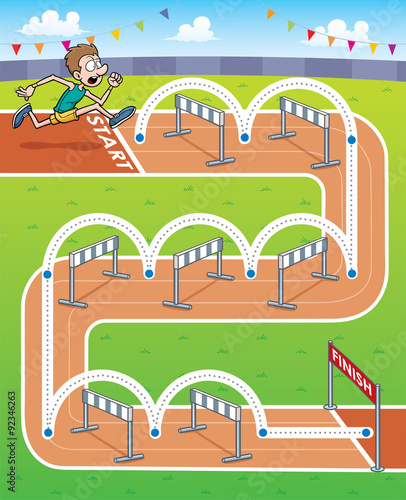 Vector Illustration of Education game hurdler - Line dot