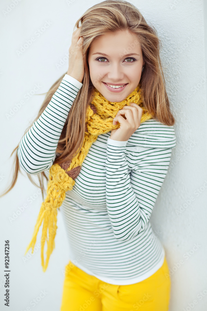 beautiful woman in autumn street beautiful woman in autumn street