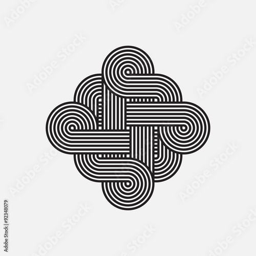 Twisted lines, vector element, intertwined pattern, isolated object, un-expanded strokes