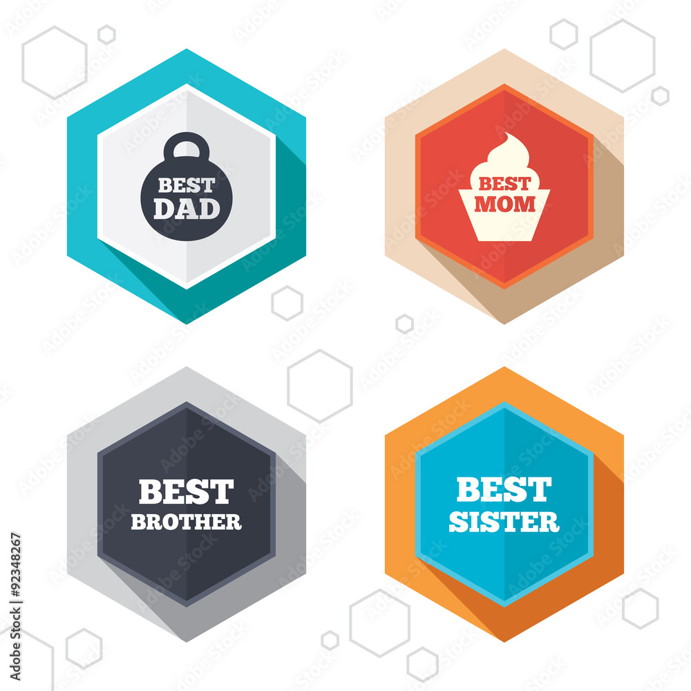 Obraz premium Best mom and dad, brother, sister icons.