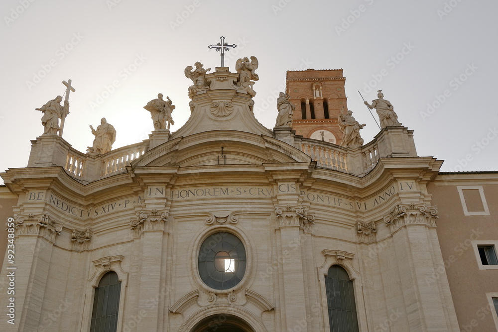 Rome. Basilica of the Holy Cross in Jerusalem at morning.