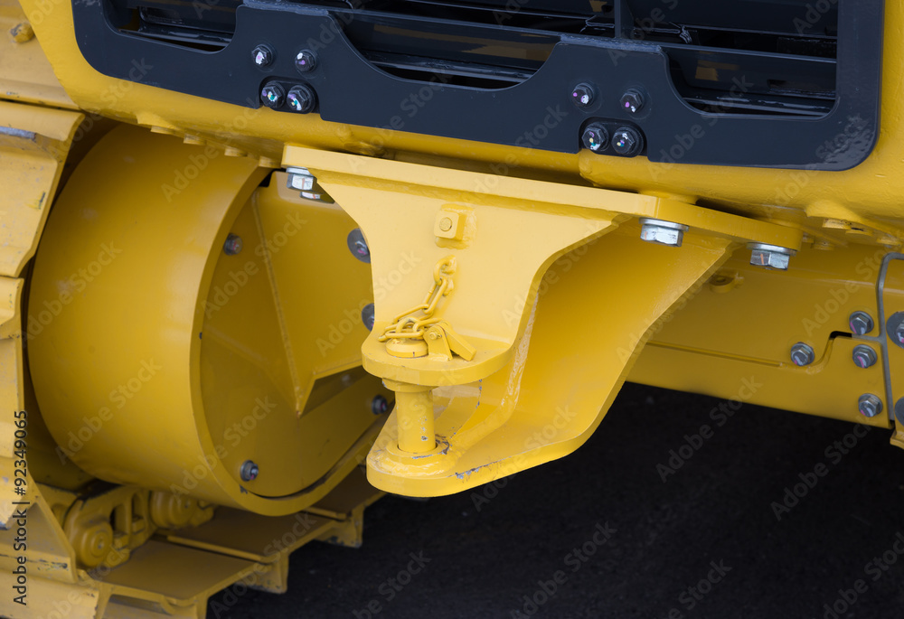 Close up of new tractor hitch with tow bar