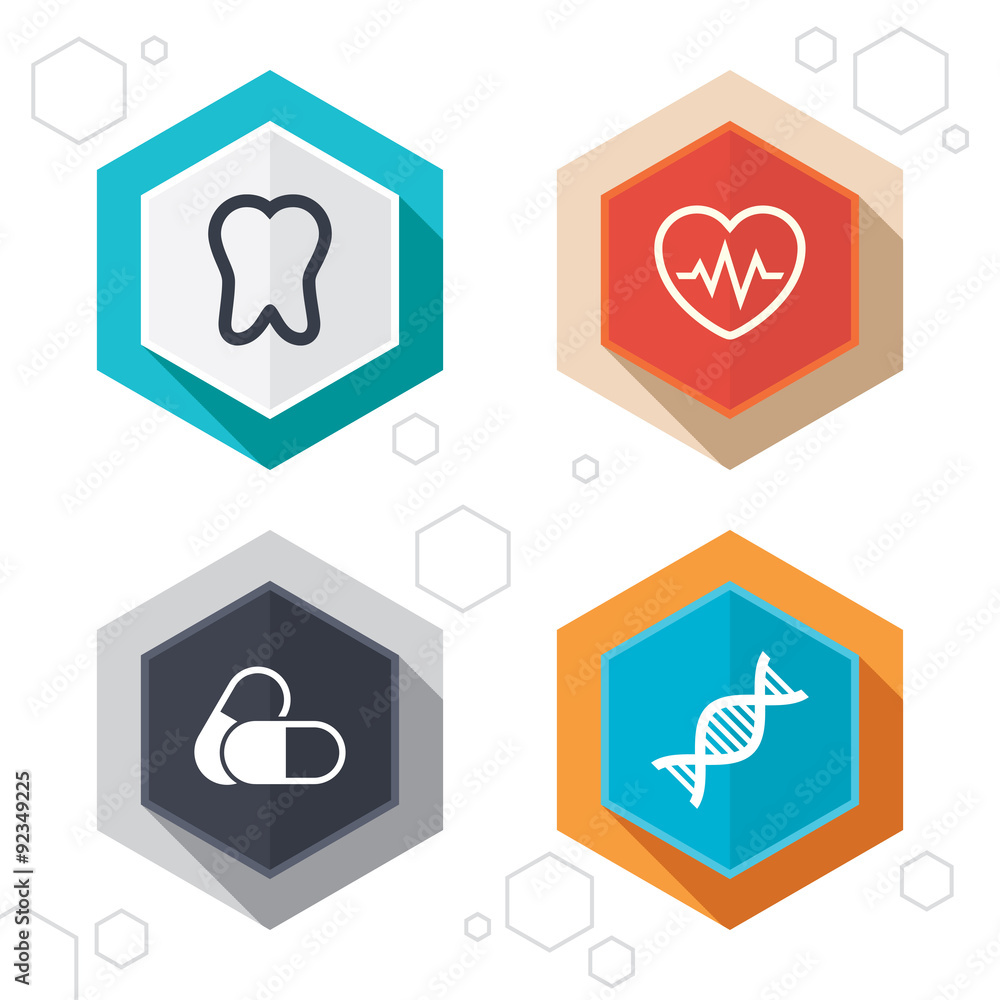 Medical icons. Pills, tooth, DNA and Cardiogram. Medical icons. Pills, tooth, DNA and Cardiogram.