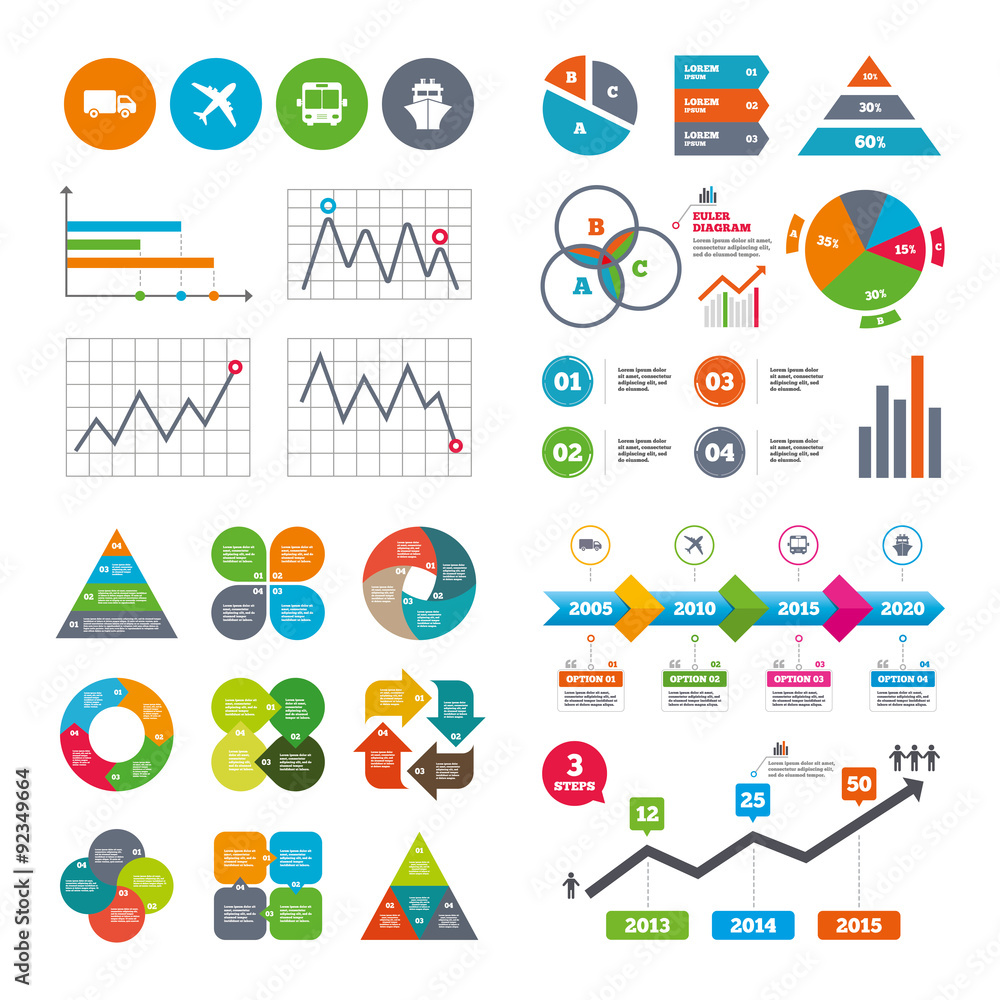 Transport icons. Truck, Airplane, Bus and Ship. Transport icons. Truck, Airplane, Bus and Ship.