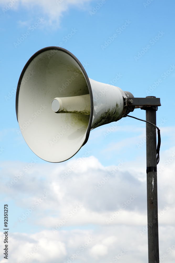 Outdoors loudspeaker metal megaphone public address system Outdoors loudspeaker metal megaphone public address system