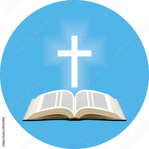 Bible and shining cross concept.