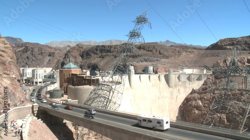 Traffic crosses the Hoover Dam