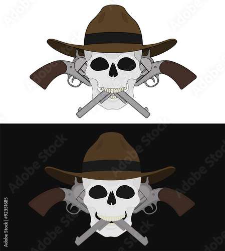 Skull in hat 2 crossed pistols emblem