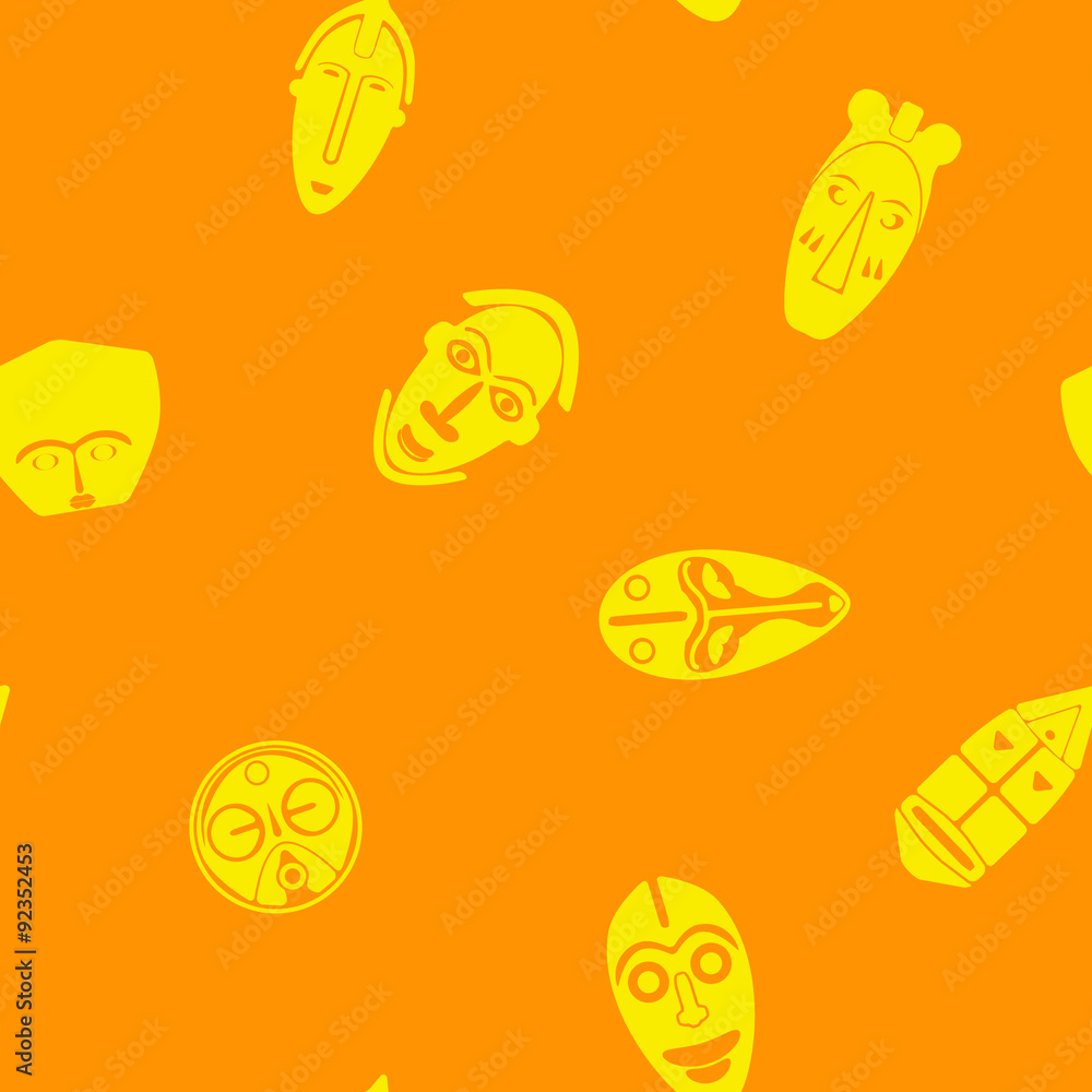 Seamless background with African ritual masks for your design Seamless background with African ritual masks for your design