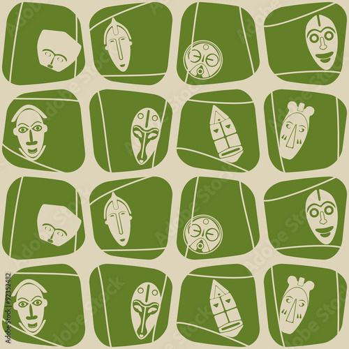 Seamless background with African ritual masks for your design