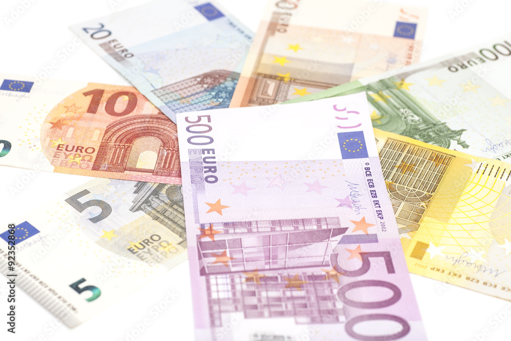 euro banknotes isolated on white background