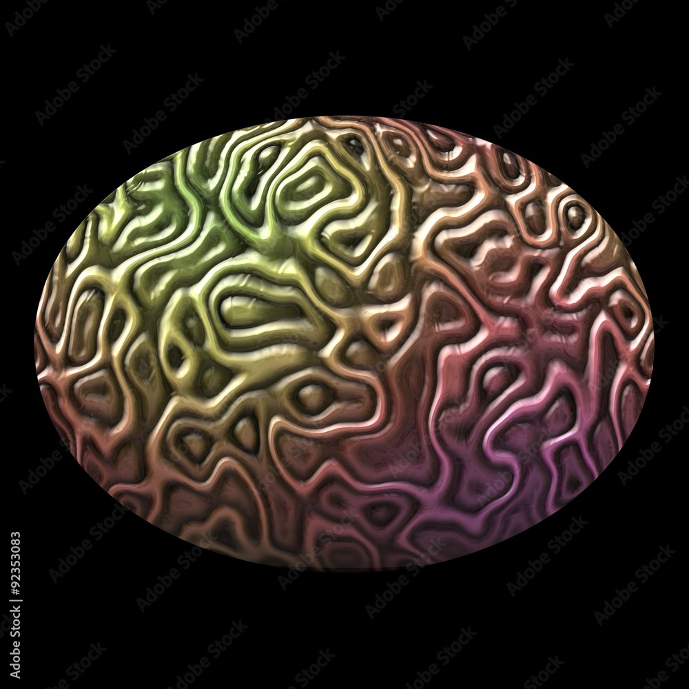oval pattern of brain tissue isolated on black background - gold, pink, metallic oval pattern of brain tissue isolated on black background - gold, pink, metallic