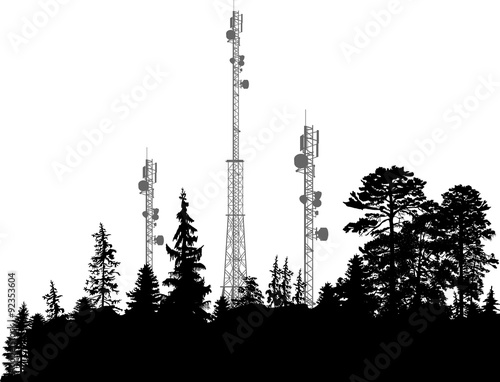 antenna silhouettes in dark forest