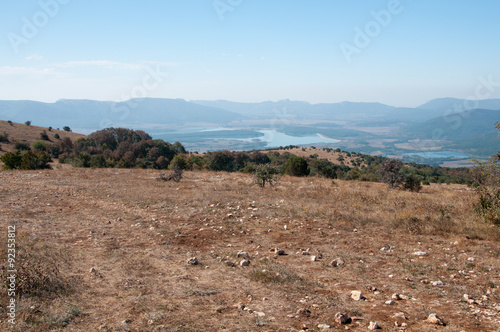 Tableau sur toile View of Chernorechensk reservoir from the top of Bald mountain