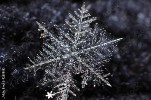 The photo of snowflake on a black background