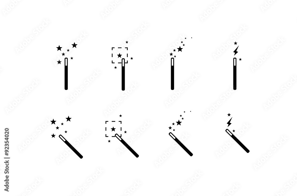 Icon pack / set of magic wand. Selection tool. Icon pack / set of magic wand. Selection tool.