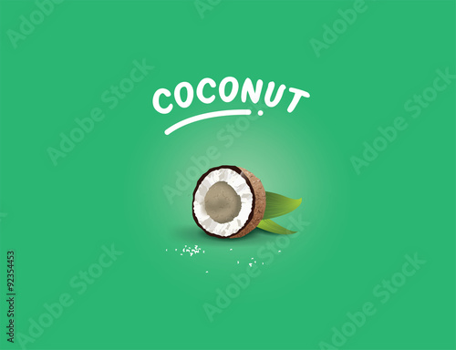 Realistic vector illustration of coconut taste for labels. Coco nut.