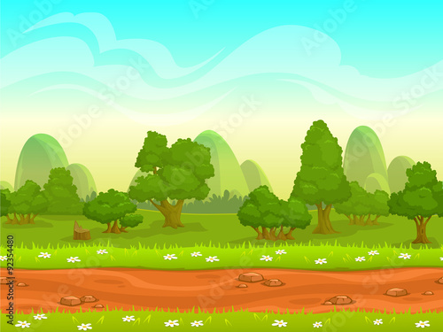 Cute cartoon seamless landscape