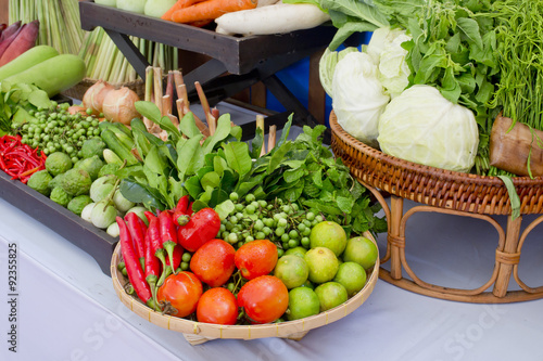 Kind of Thai vegetables set in Thai kitchen style. photo