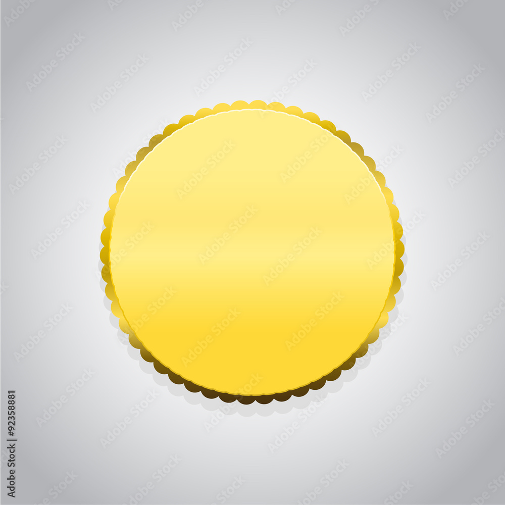 golden round badge coin emblem icon vector