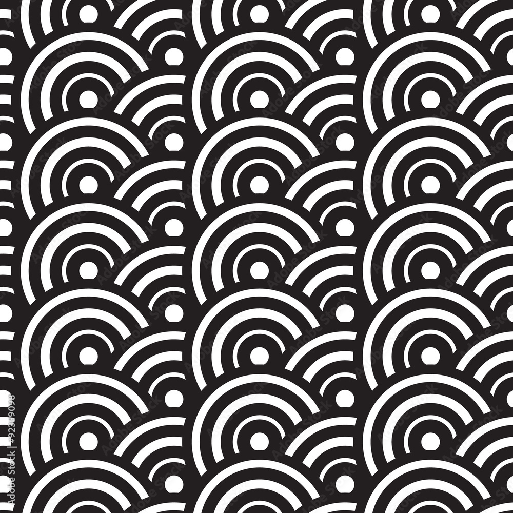black and white concentric circles abstract pattern. Seamlessly black and white concentric circles abstract pattern. Seamlessly