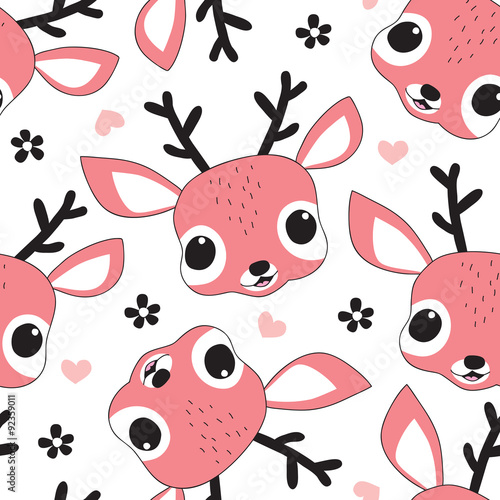 seamless cute deer pattern vector illustration