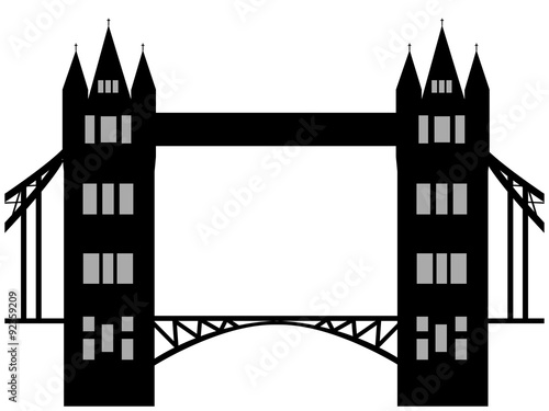 Image of cartoon Tower bridge silhouette. Vector illustration isolated on white background.