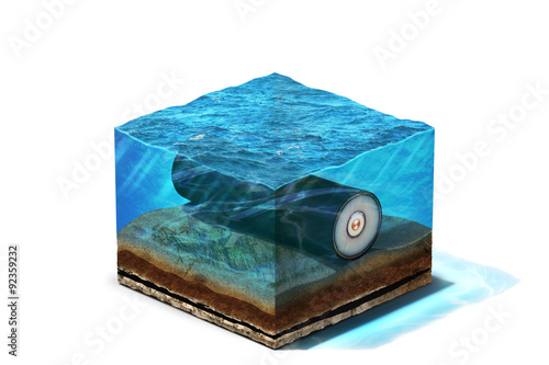 Wire of comunication under water at the bottom 