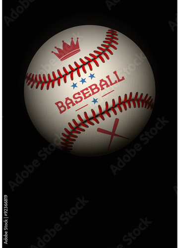 Dark Background of baseball ball. Vector Illustration.