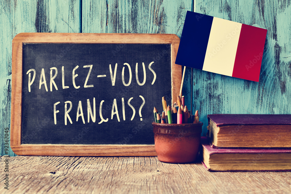 question parlez-vous francais? do you speak french? - obrazy, fototapety, plakaty 
