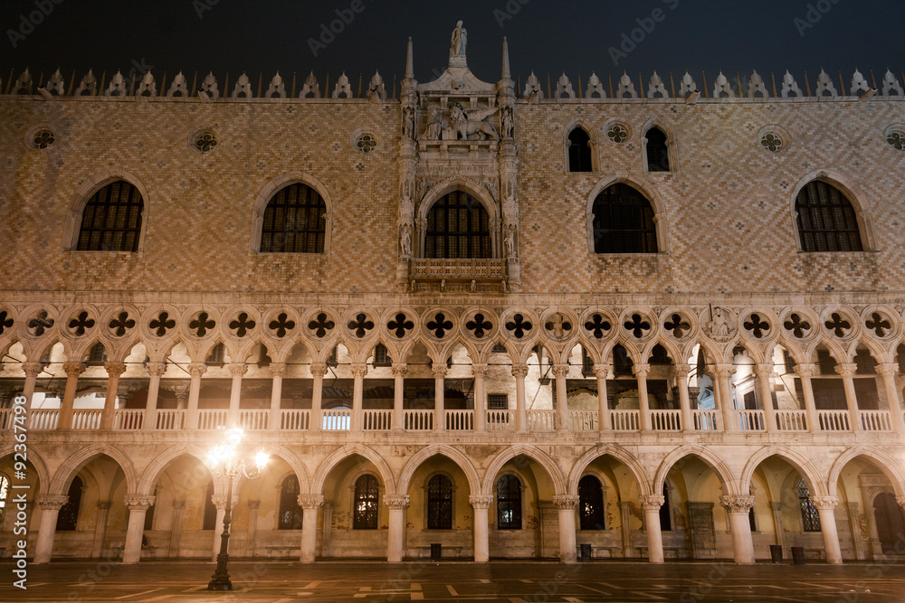 San Marco square and Doge Palace at night. Venice, Italy