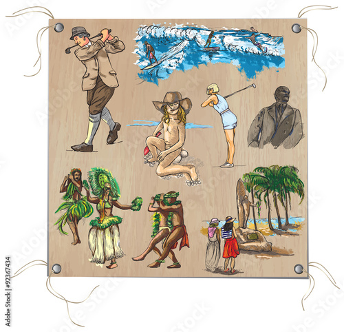 An hand drawn pack, colored line art - PEOPLE