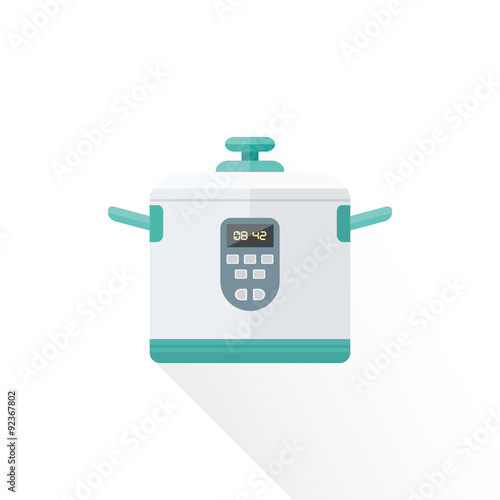vector flat style white kitchen multicooker illustration.