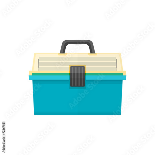 vector flat style fishing tackle box illustration.