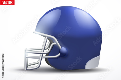 Realistic American football helmet. Side view.