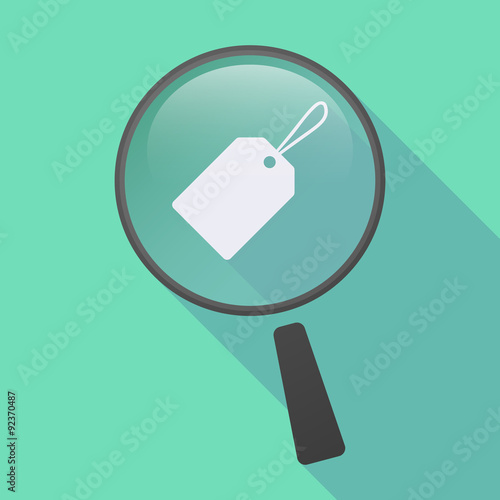 Long shadow magnifier icon with a label