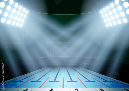 Background for posters night swimming pool stadium in the
