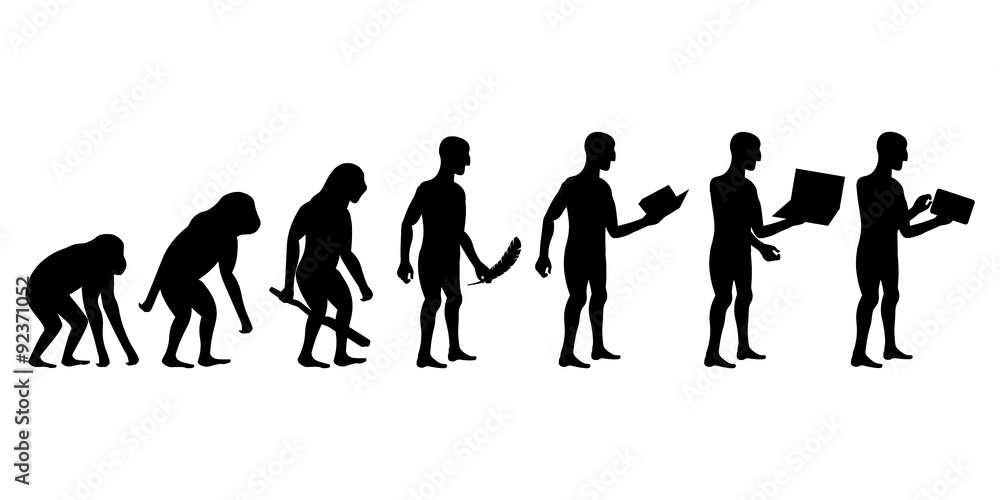 Evolution of Man and Technology silhouettes