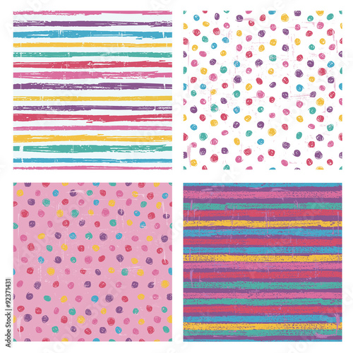 Set of four bright seamless patterns