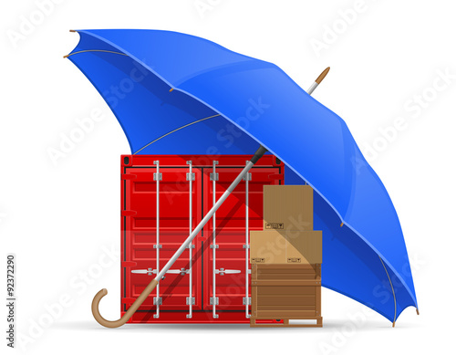 concept of protected and insured cargo umbrella vector illustrat