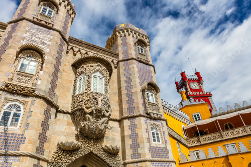 Stone carving at the Palace of Pena, or "Castelo da Pena" as it is more commonly known, Portugal, Sintra. 